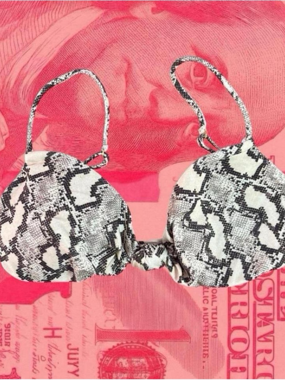 vix paula hermanny white and black snake print push up bikini top size m